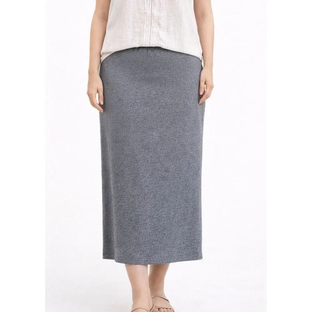 Orvis grey pull on elastic waist pencil skirt small